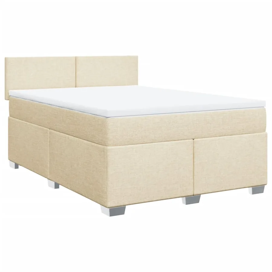 Sommier à lattes de lit avec matelas Crème 160x200 cm Tissu - 2