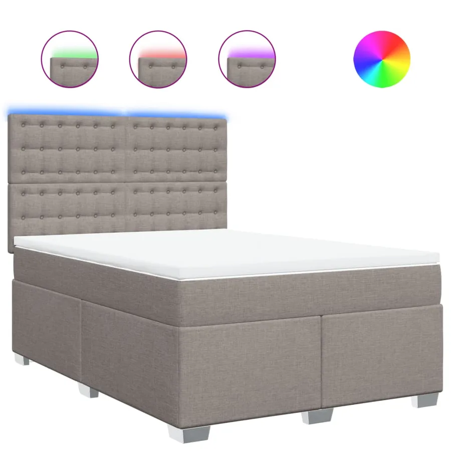 Sommier à lattes de lit avec matelas Taupe 160x200 cm Tissu - 2