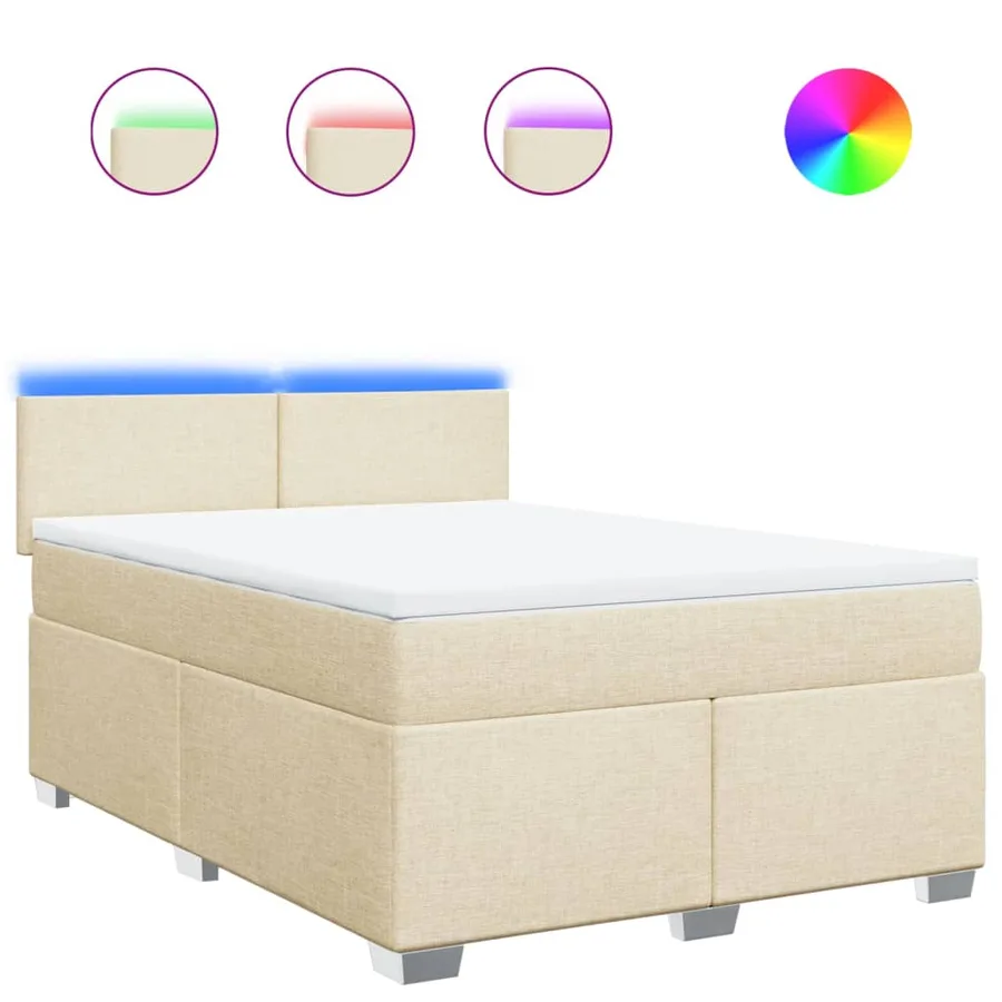 Sommier à lattes de lit avec matelas Crème 160x200 cm Tissu - 2