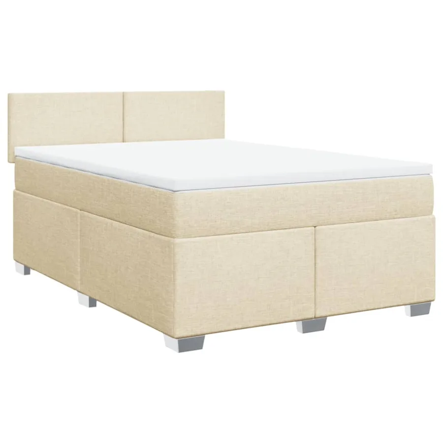 Sommier à lattes de lit avec matelas Crème 160x200 cm Tissu - 3