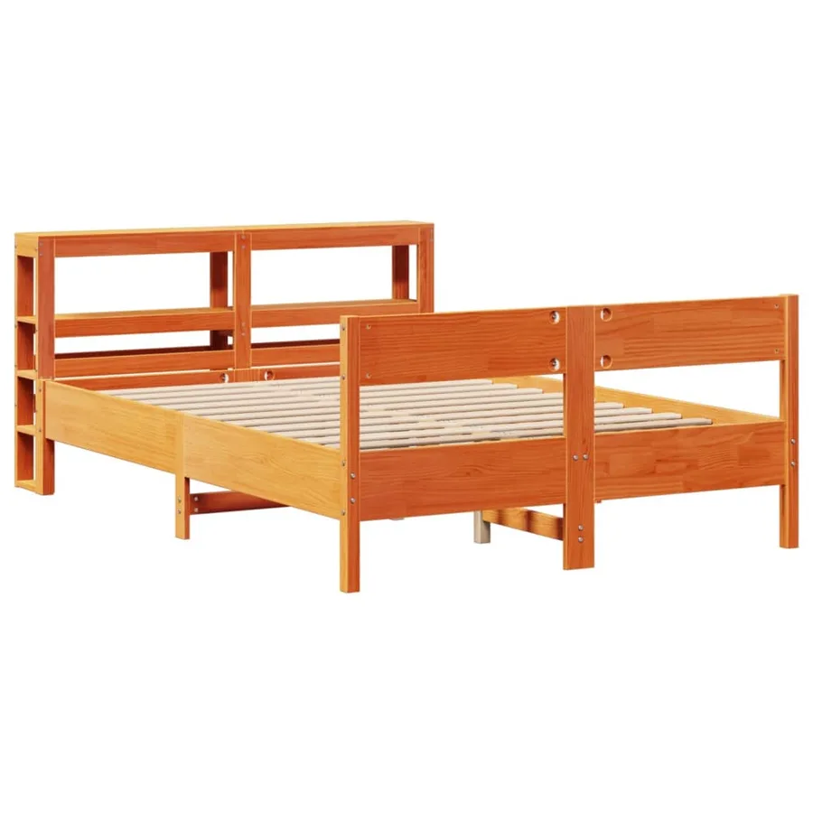Cadre de lit sans matelas cire marron 140x200cm bois pin massif - 3