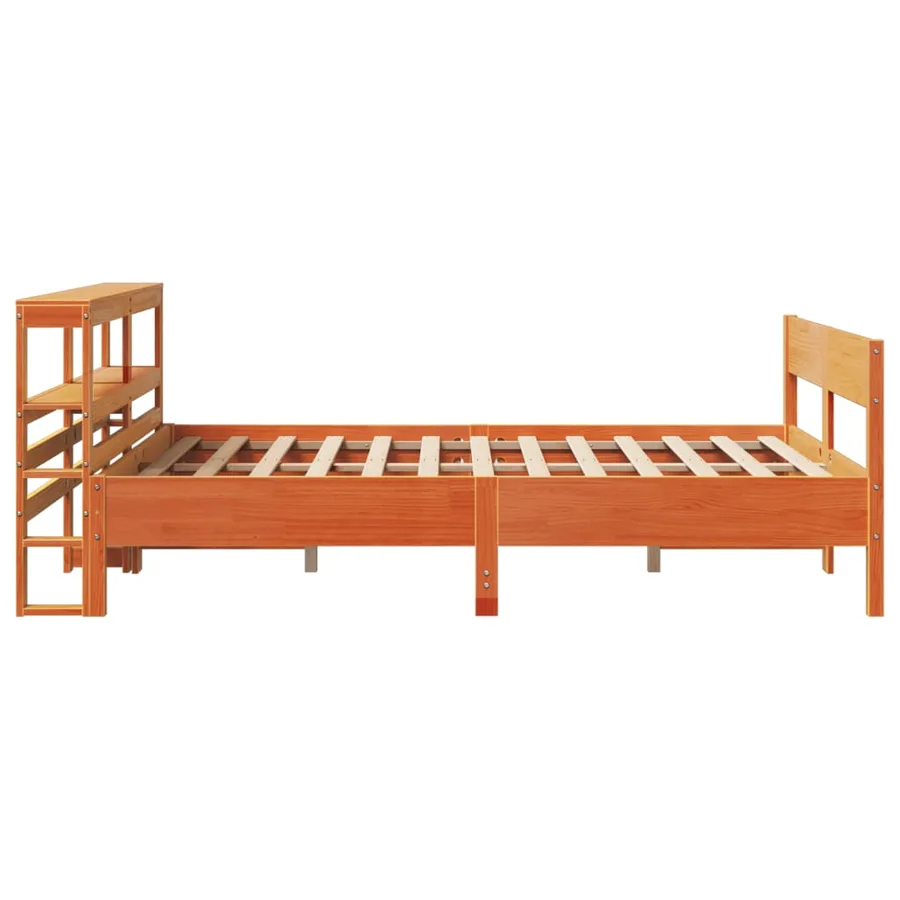 Cadre de lit sans matelas cire marron 140x200cm bois pin massif - 5