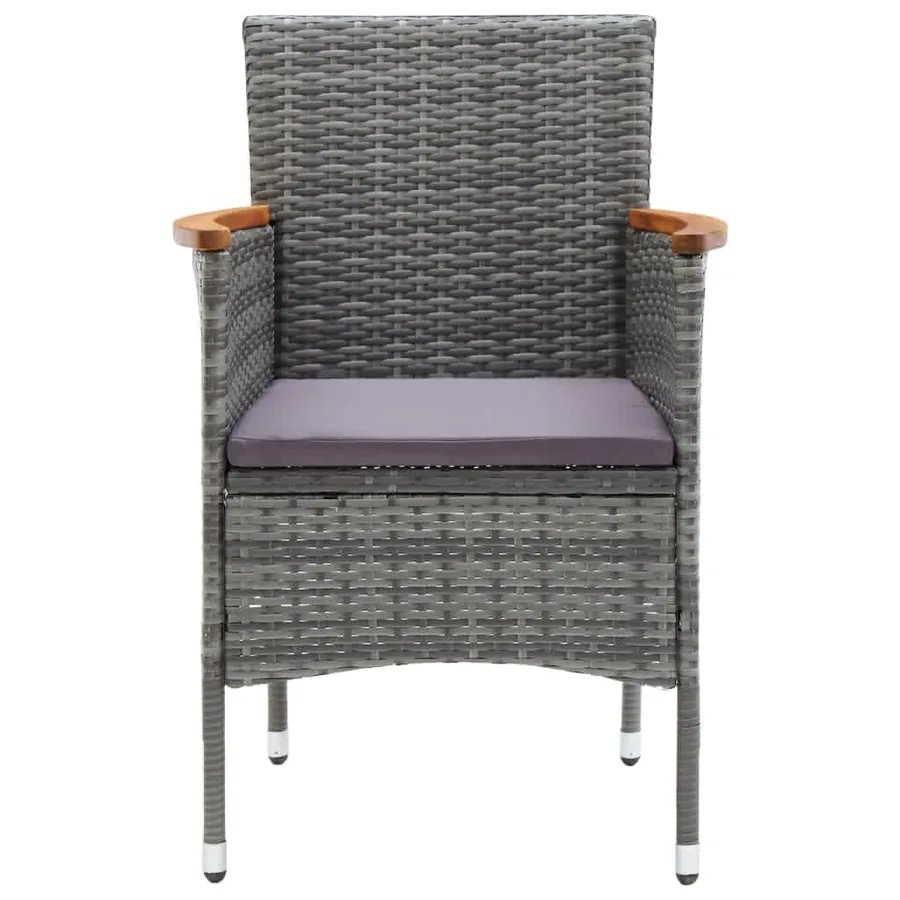 Ensemble à manger de jardin coussins 5pcs Résine tressée Gris - 5