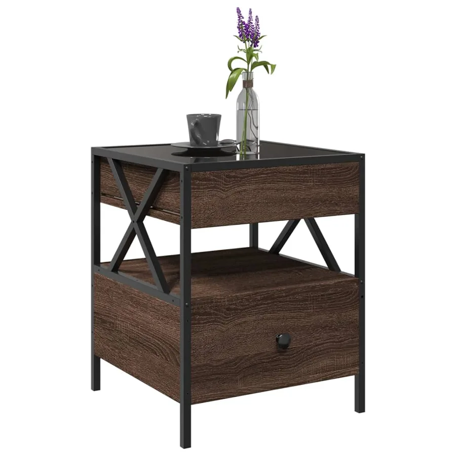 Table basse avec LED Infinity chêne marron 40x40x51 cm - 5