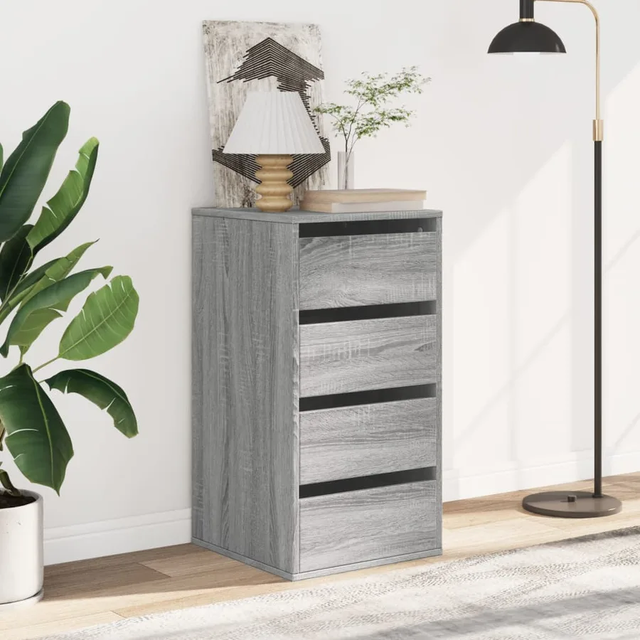 Commode d'angle sonoma gris 40x41x76 cm bois d'ingénierie - 3