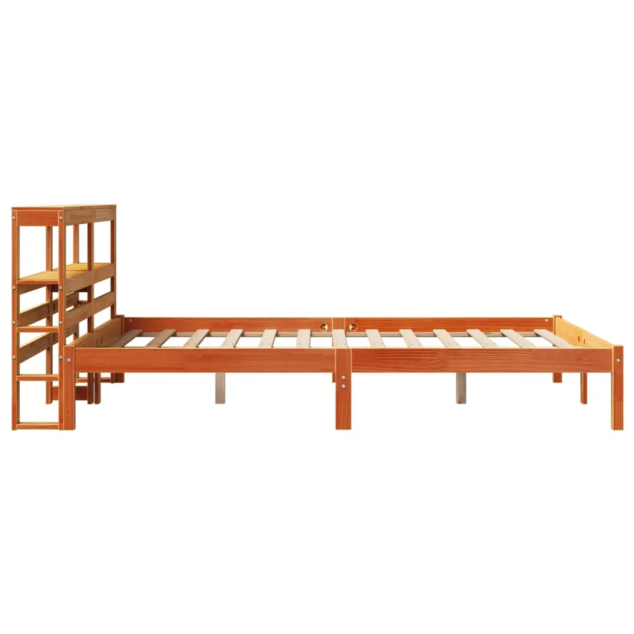 Cadre de lit et tête de lit sans matelas cire marron 140x190 cm - 5