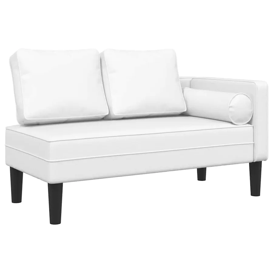 Chaise longue avec coussins blanc similicuir - 2