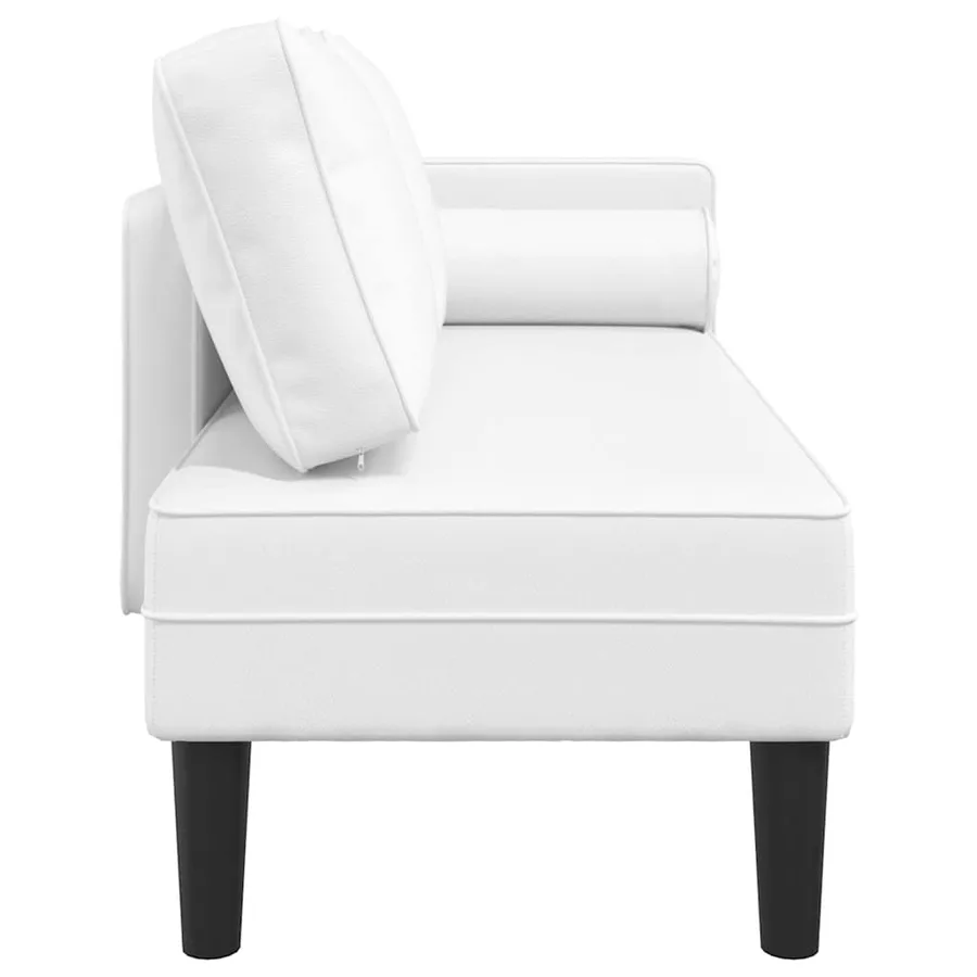 Chaise longue avec coussins blanc similicuir - 4