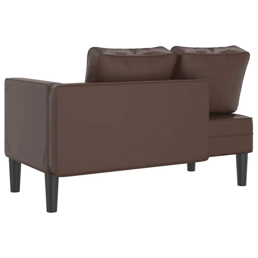 Chaise longue avec coussins marron similicuir - 5