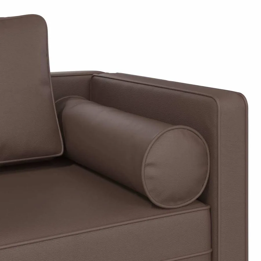 Chaise longue avec coussins marron similicuir - 6