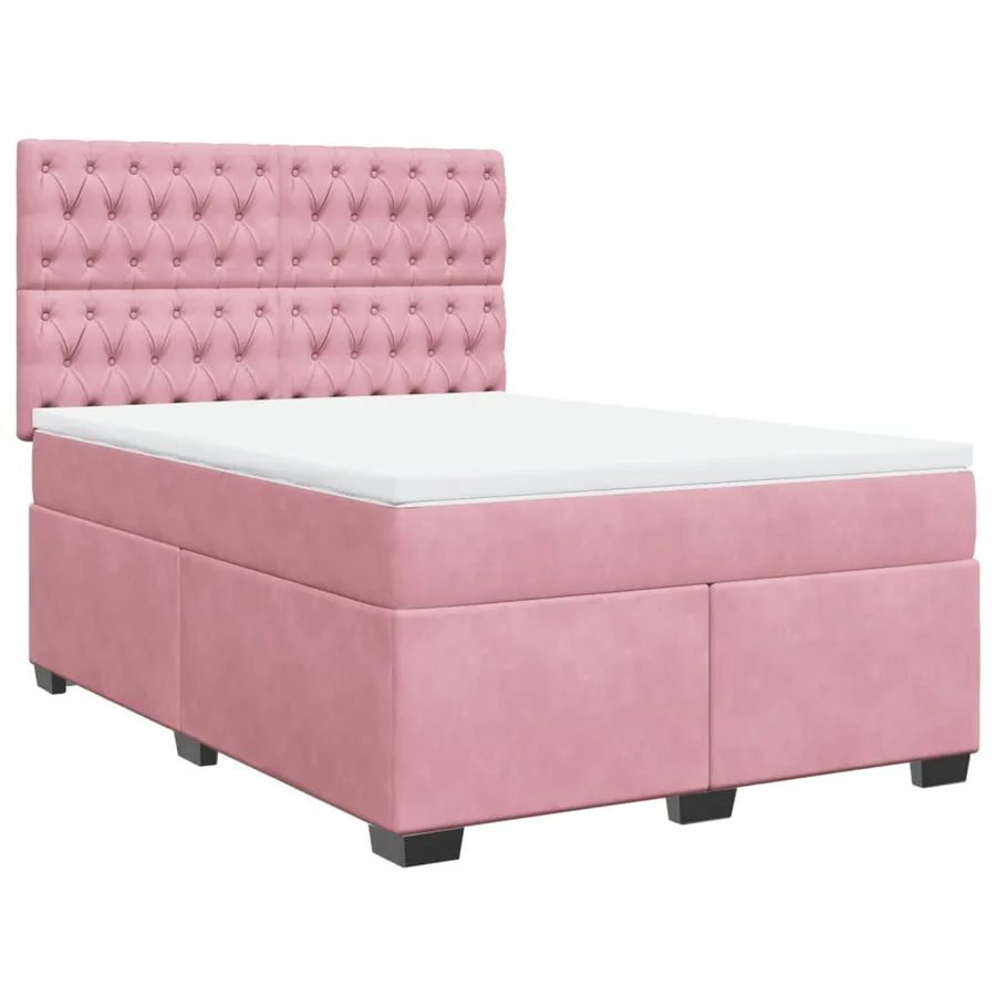 Sommier à lattes de lit avec matelas Rose 140x200 cm Velours - 2