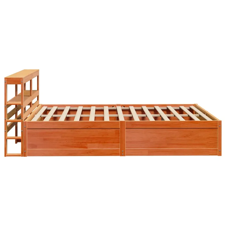 Cadre de lit avec tête de lit cire marron 140x190cm bois de pin - 7