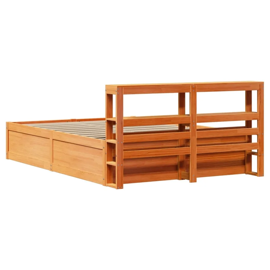 Cadre de lit avec tête de lit cire marron 140x190cm bois de pin - 8