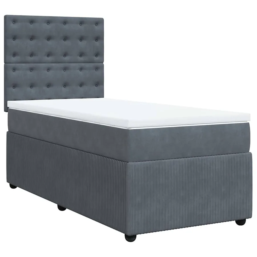 Sommier à lattes de lit et matelas Gris foncé 90x190 cm Velours - 3