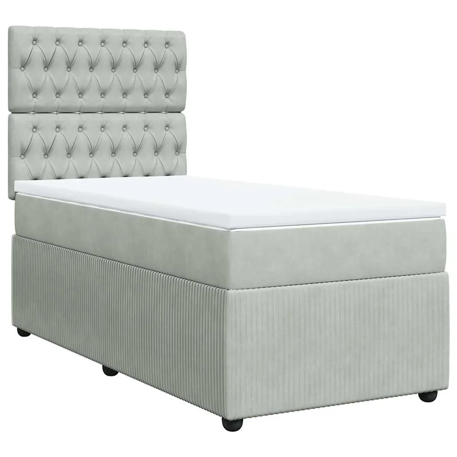 Sommier à lattes de lit et matelas Gris clair 90x200 cm Velours - 3