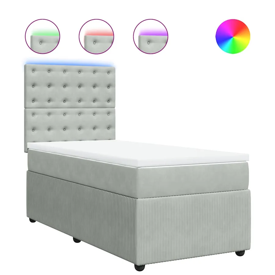 Sommier à lattes de lit et matelas Gris clair 90x200 cm Velours - 2