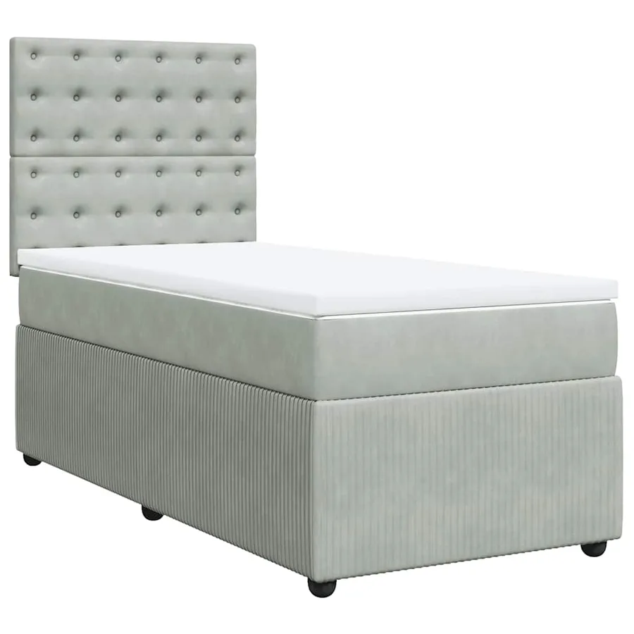Sommier à lattes de lit et matelas Gris clair 90x200 cm Velours - 3