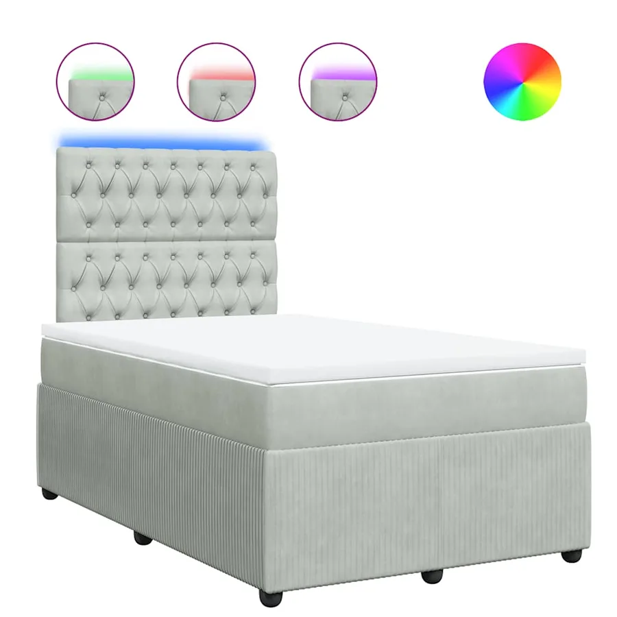 Sommier à lattes de lit et matelas Gris clair 120x200cm Velours - 2