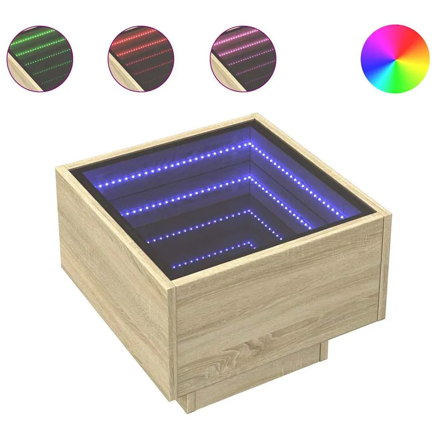 Table d'appoint et LED chêne sonoma 40x40x30 cm bois ingénierie - 2