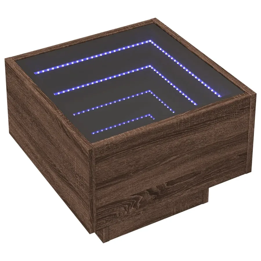 Table de chevet avec LED infini chêne marron 40x40x30 cm - 3