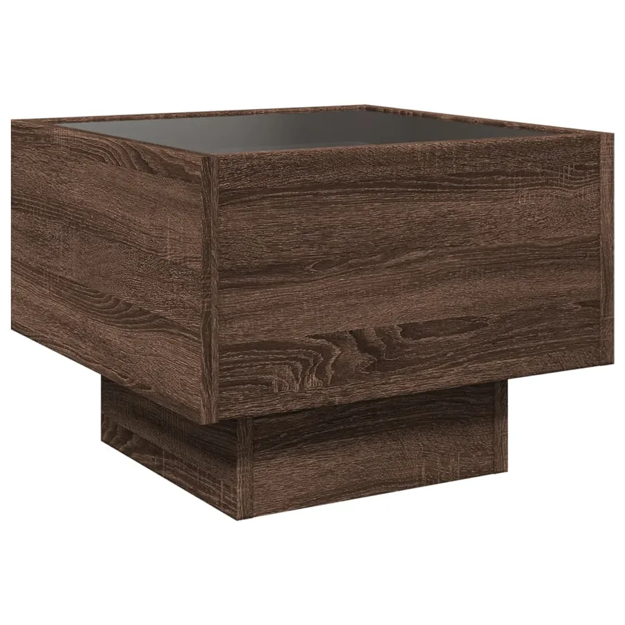 Table de chevet avec LED infini chêne marron 40x40x30 cm - 8