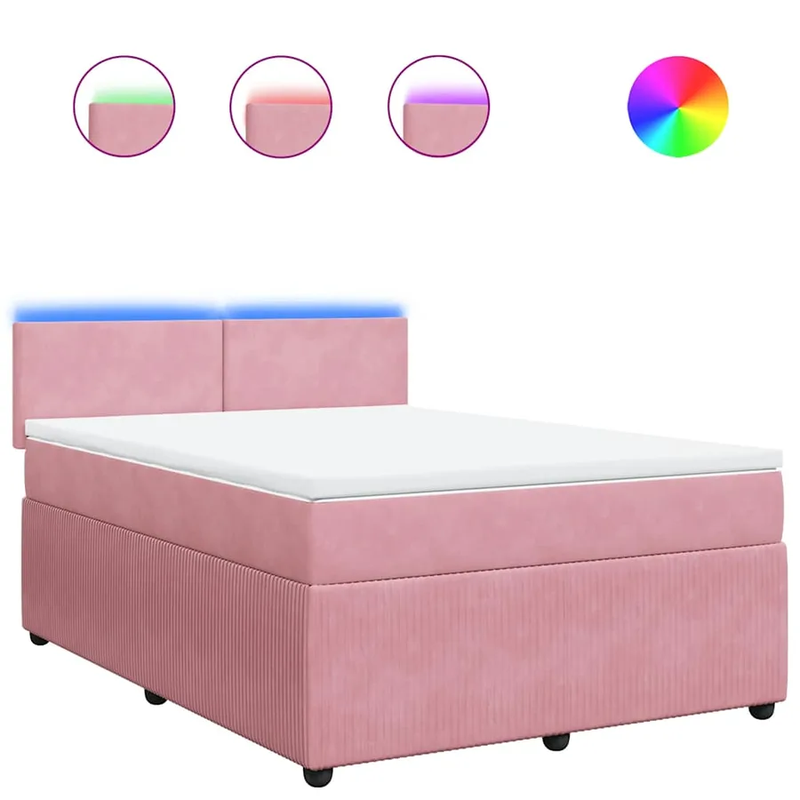 Sommier à lattes de lit avec matelas Rose 140x190 cm Velours - 2