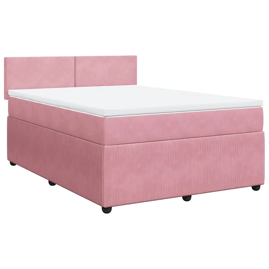 Sommier à lattes de lit avec matelas Rose 140x190 cm Velours - 3