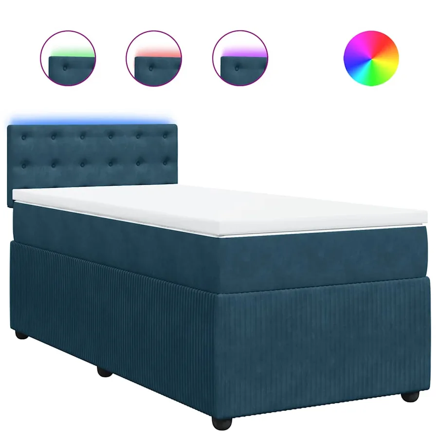 Sommier à lattes de lit avec matelas bleu 90x200 cm velours - 2