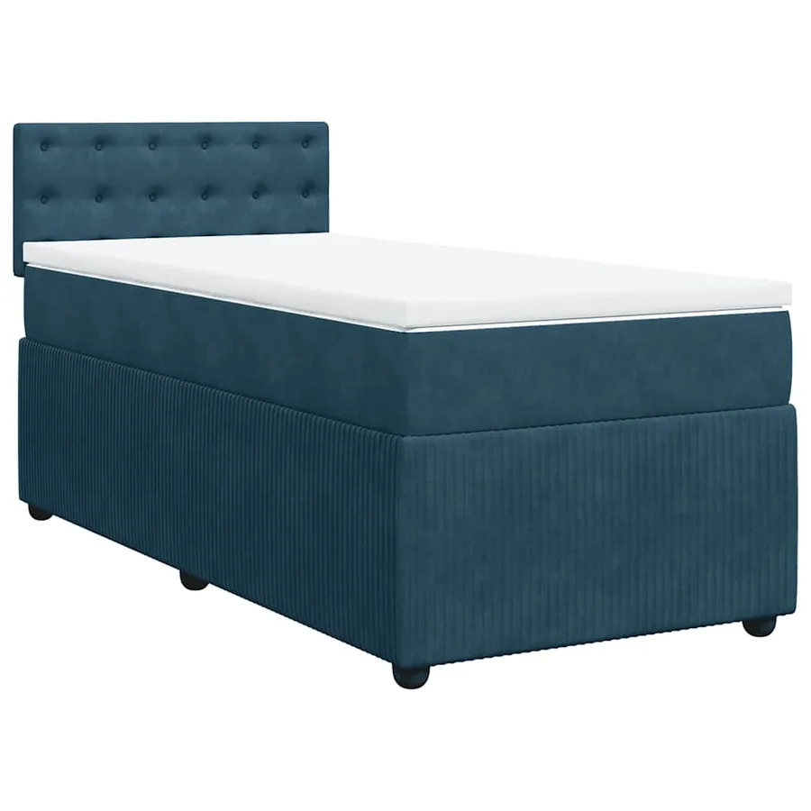 Sommier à lattes de lit avec matelas bleu 90x200 cm velours - 3