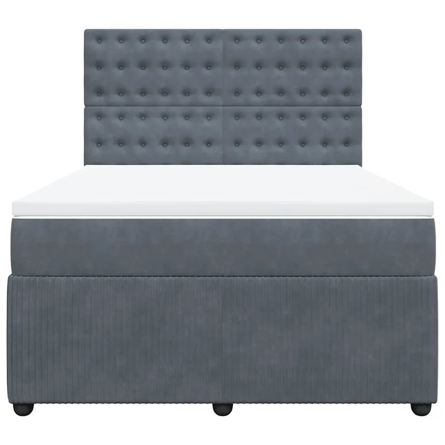 Sommier à lattes de lit et matelas Gris foncé 140x190cm Velours - 4