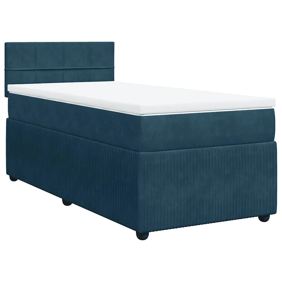 Sommier à lattes de lit avec matelas bleu 90x200 cm velours - 3