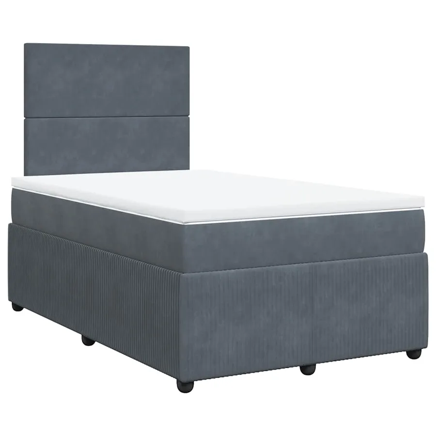 Sommier à lattes de lit et matelas Gris foncé 120x200cm Velours - 2