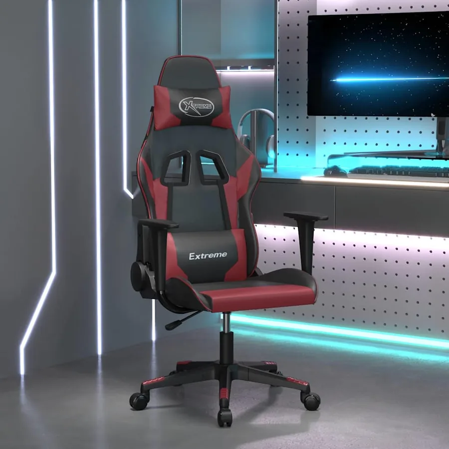 Chaise de jeu Noir et rouge bordeaux Similicuir
