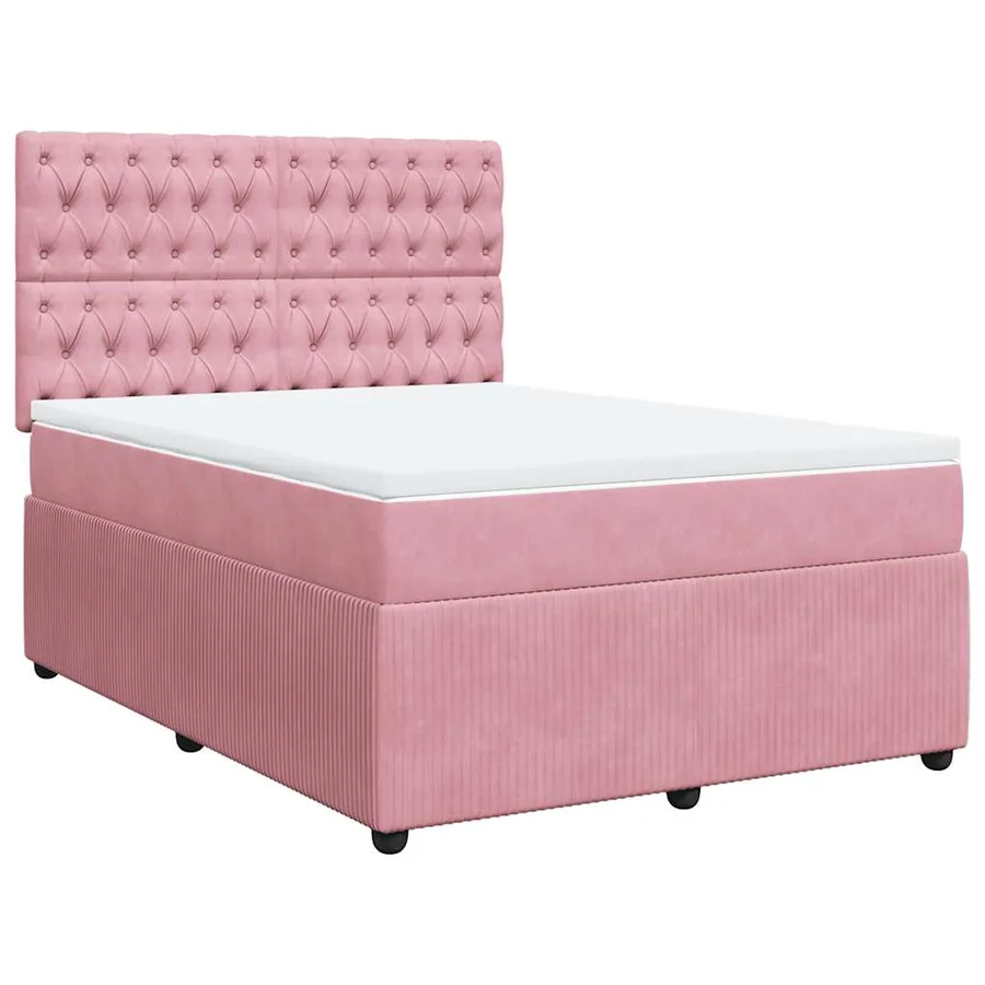 Sommier à lattes de lit avec matelas Rose 140x190 cm Velours - 2