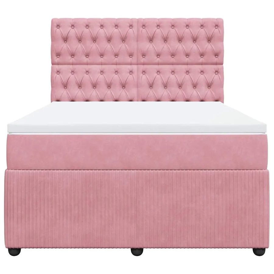 Sommier à lattes de lit avec matelas Rose 140x190 cm Velours - 4