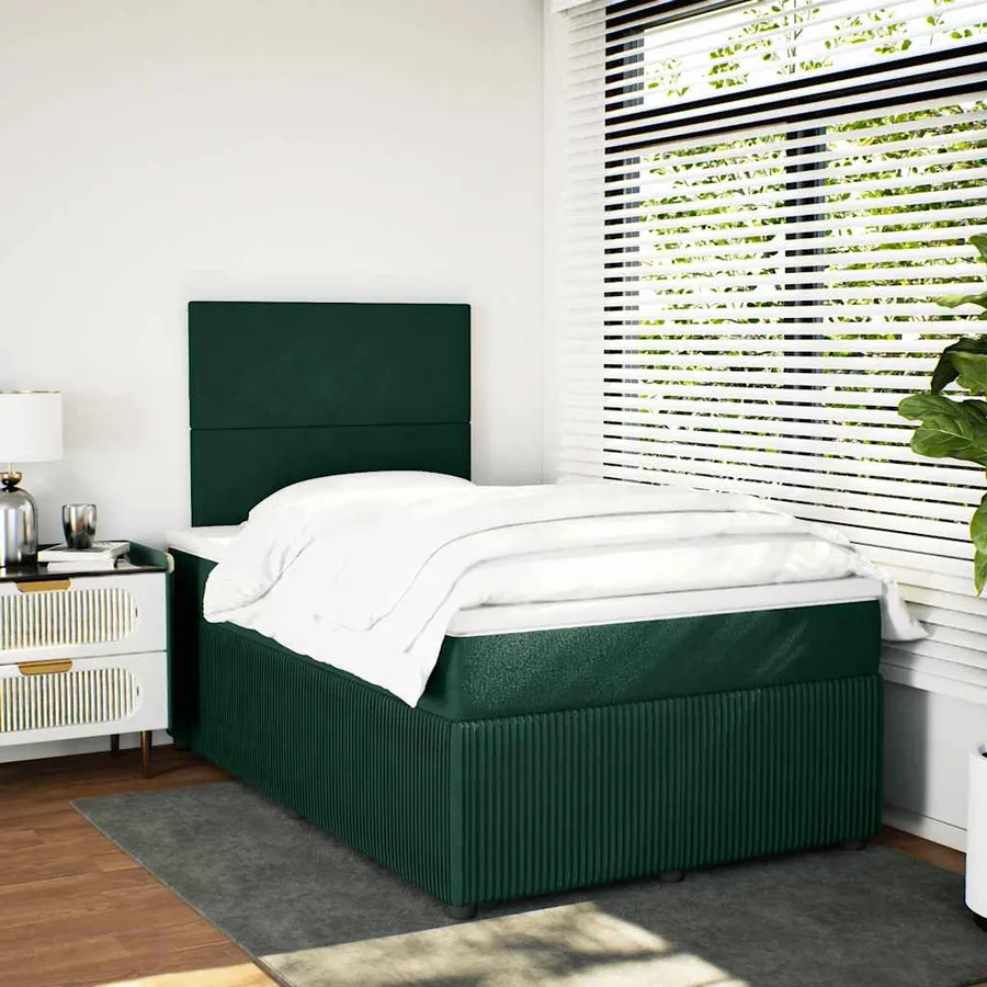 Sommier à lattes de lit et matelas Vert foncé 120x200cm Velours - 3