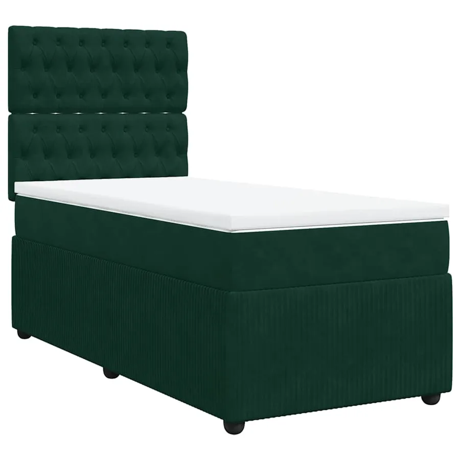 Sommier à lattes de lit avec matelas Vert foncé 90x190 cm - 2