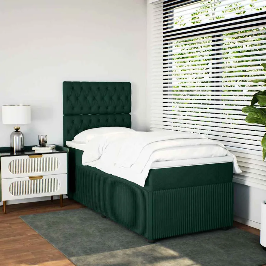 Sommier à lattes de lit avec matelas Vert foncé 90x190 cm - 3