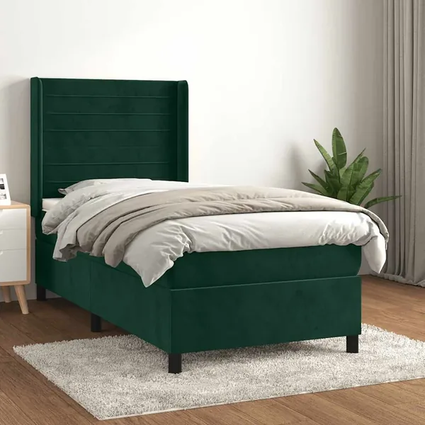 Sommier à lattes de lit et matelas Vert foncé 80x200 cm Velours