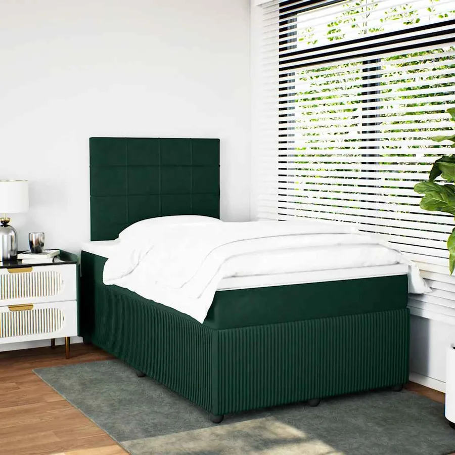 Sommier à lattes de lit avec matelas vert foncé 120x190 cm - 3