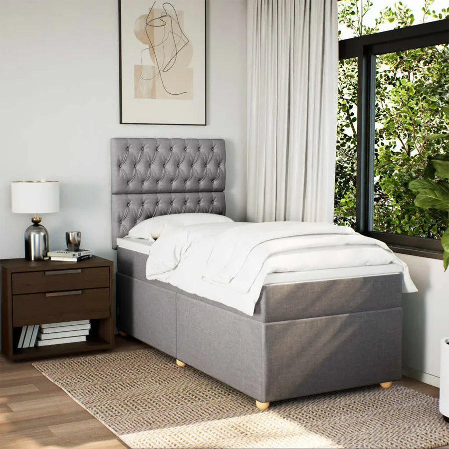 Sommier à lattes de lit avec matelas Taupe 80x200 cm Tissu - 3