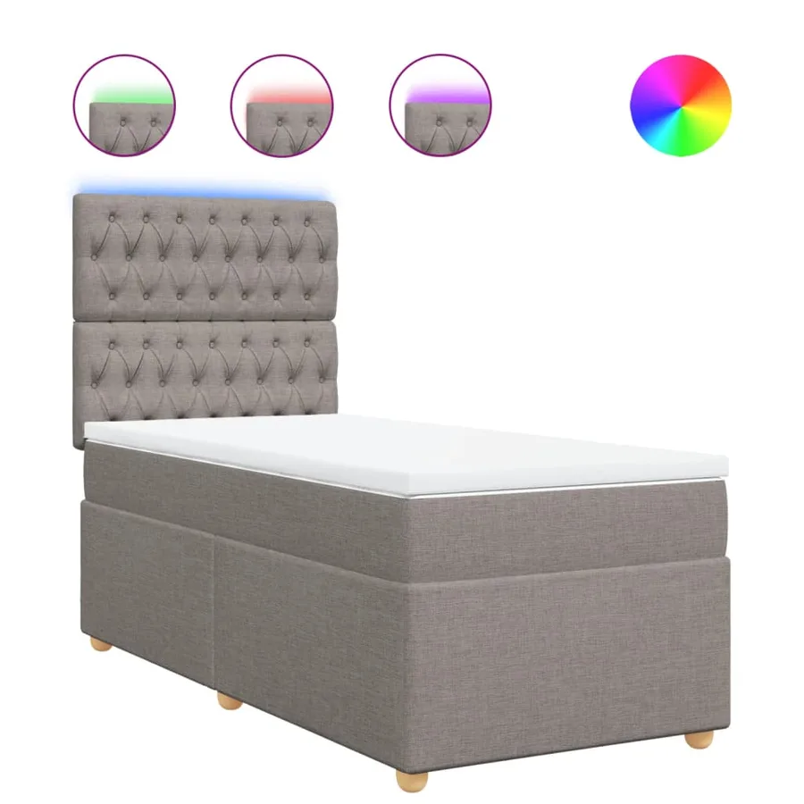 Sommier à lattes de lit avec matelas Taupe 80x200 cm Tissu - 2