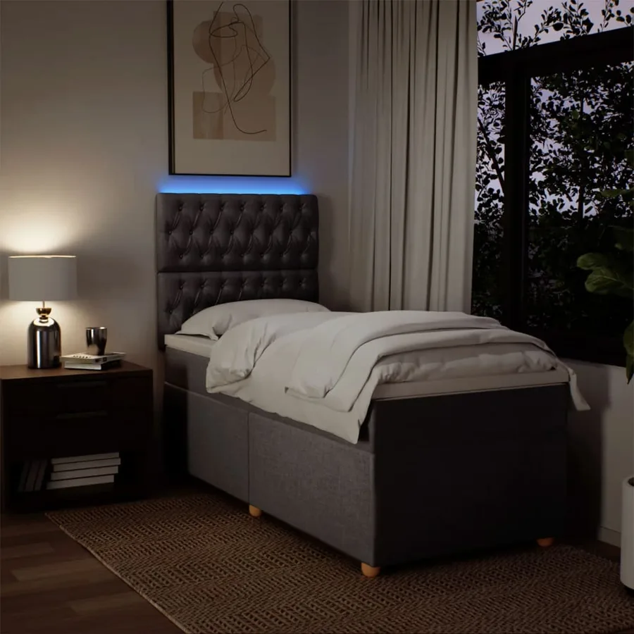 Sommier à lattes de lit avec matelas Taupe 80x200 cm Tissu - 4
