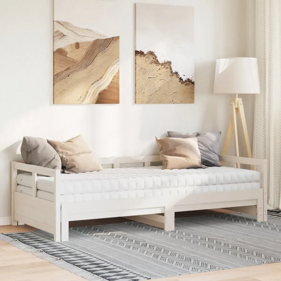 Lit de jour et lit gigogne et matelas 90x200 cm bois pin massif - 3