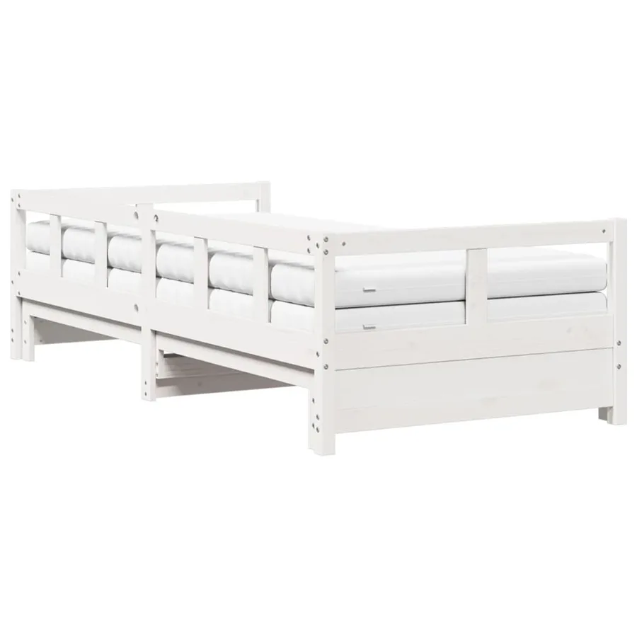 Lit de jour et lit gigogne et matelas 90x200 cm bois pin massif - 6