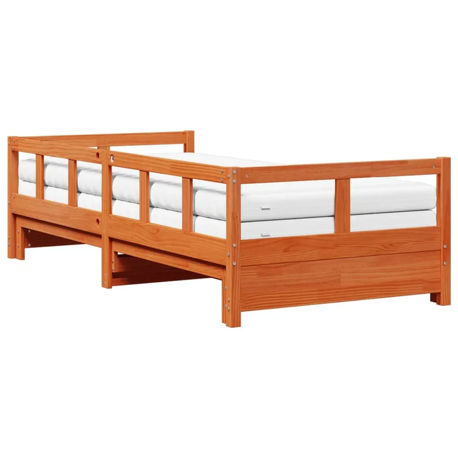 Lit de jour et lit gigogne et matelas 80x200 cm bois pin massif - 6