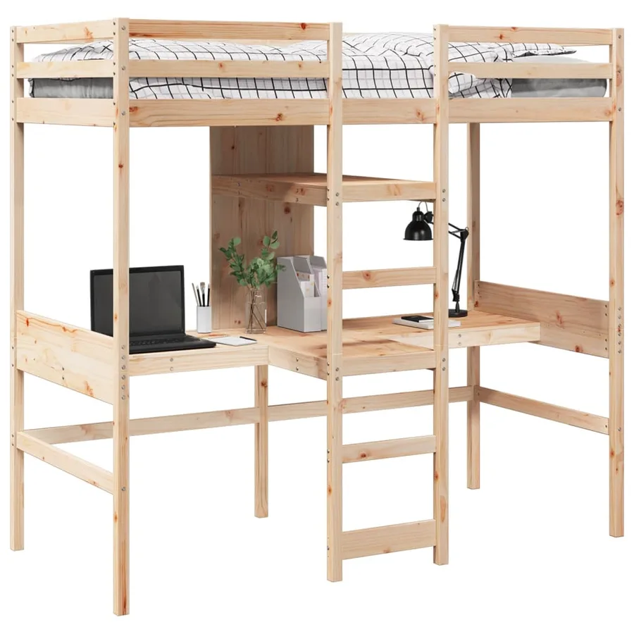 Cadre de lit superposé sans matelas 75x190cm bois de pin massif - 4