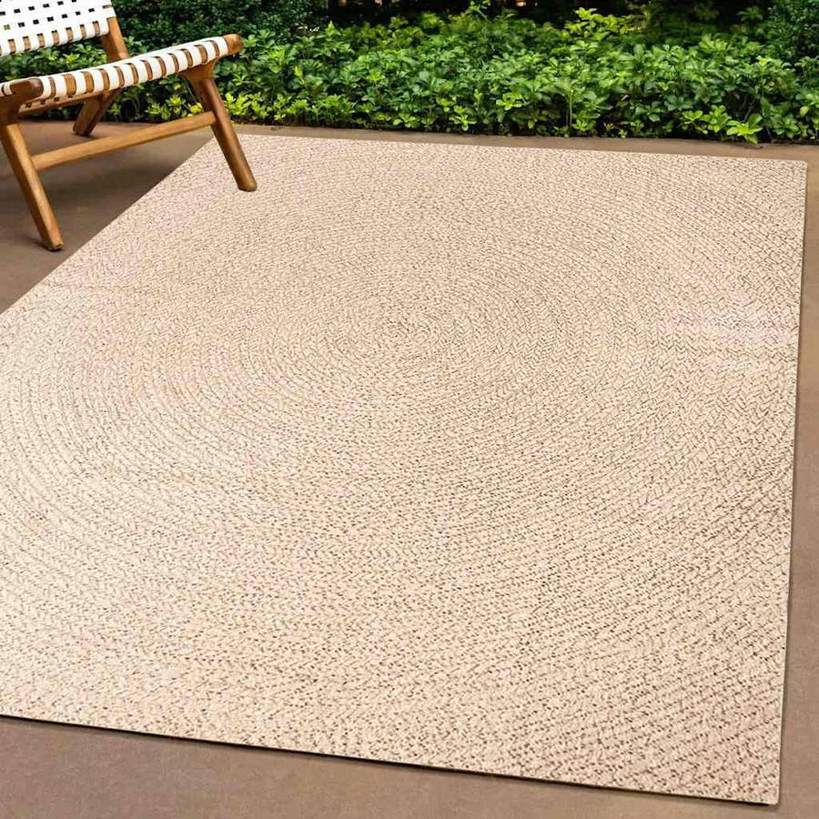 Tapis ZIZUR beige 200x200 cm aspect de jute intérieur extérieur - 2