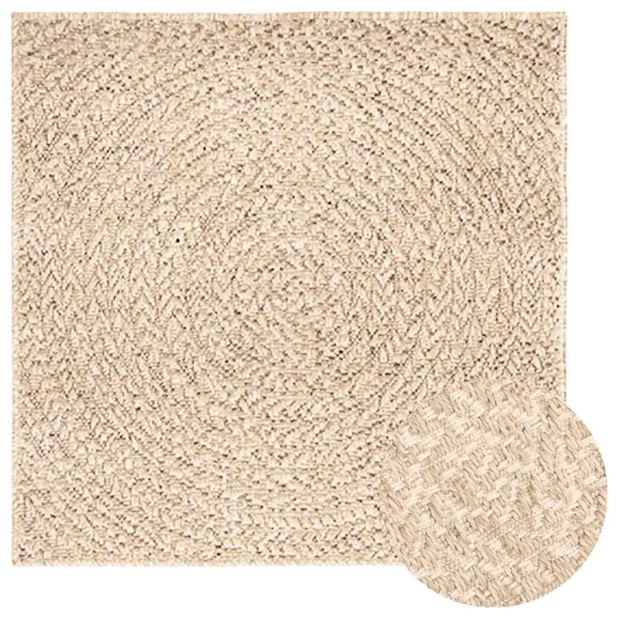 Tapis ZIZUR beige 120x120 cm aspect de jute intérieur extérieur - 3