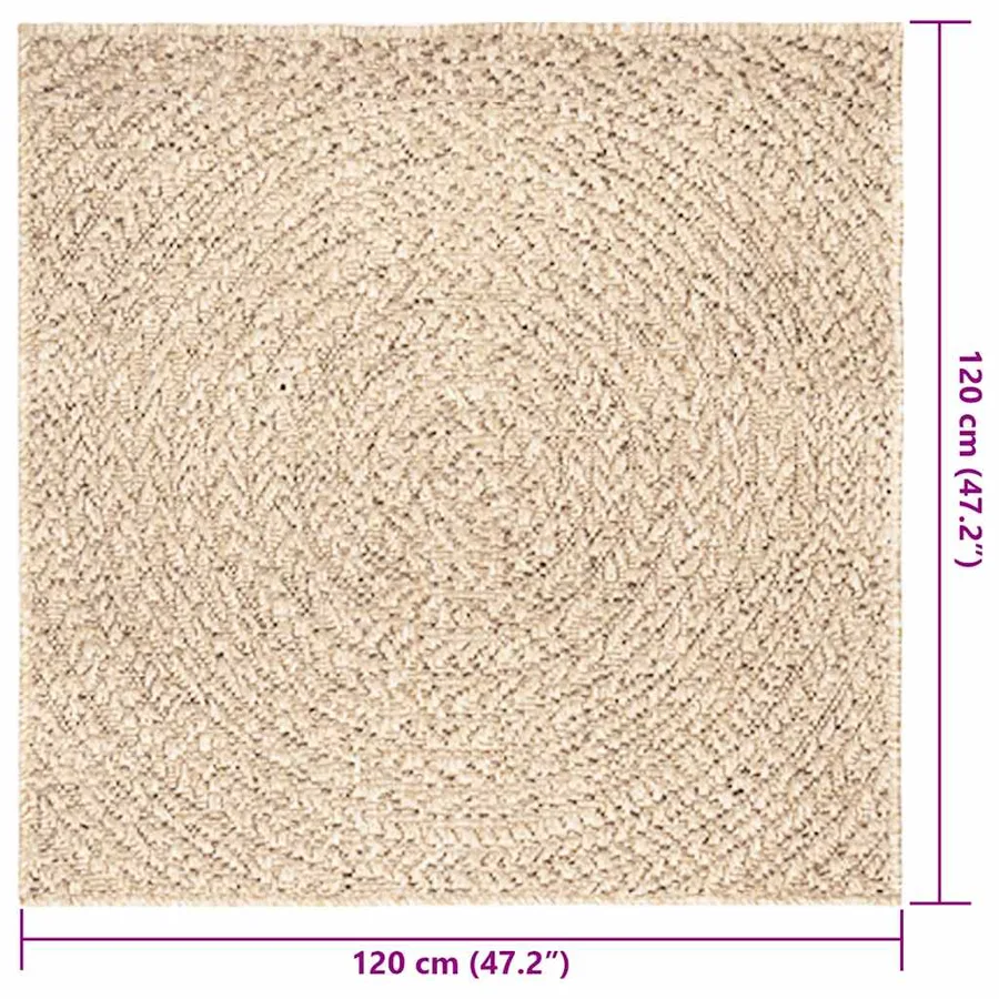 Tapis ZIZUR beige 120x120 cm aspect de jute intérieur extérieur - 7
